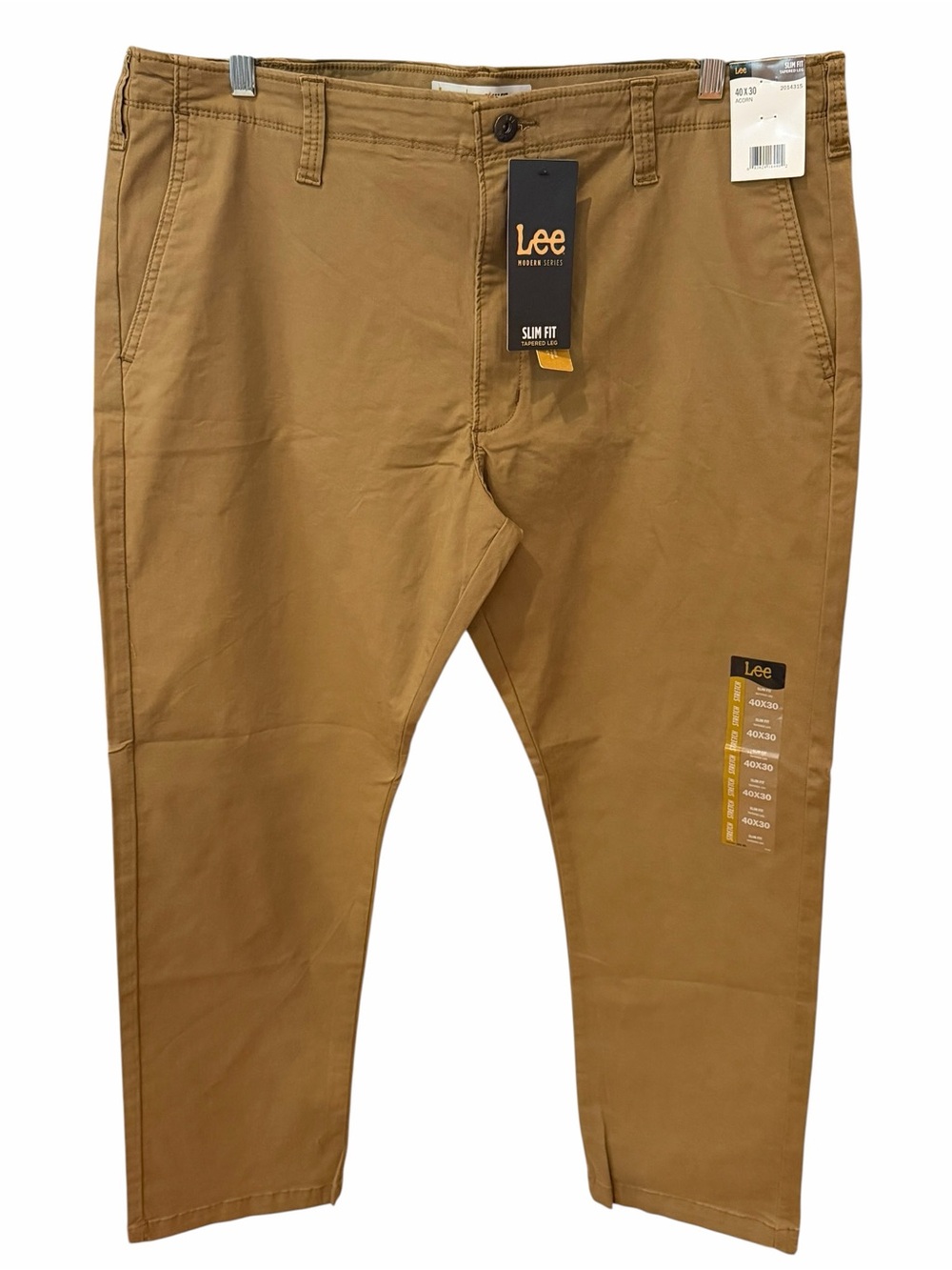 Lee Modern Series Slim Fit Tapered Leg Chino Pants Acorn Brown NWT 40x30